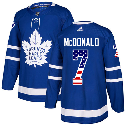 Adidas Maple Leafs #7 Lanny McDonald Blue Home Authentic USA Flag Stitched NHL Jersey